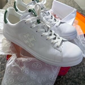 Tory Burch White Sneakers with Green Details